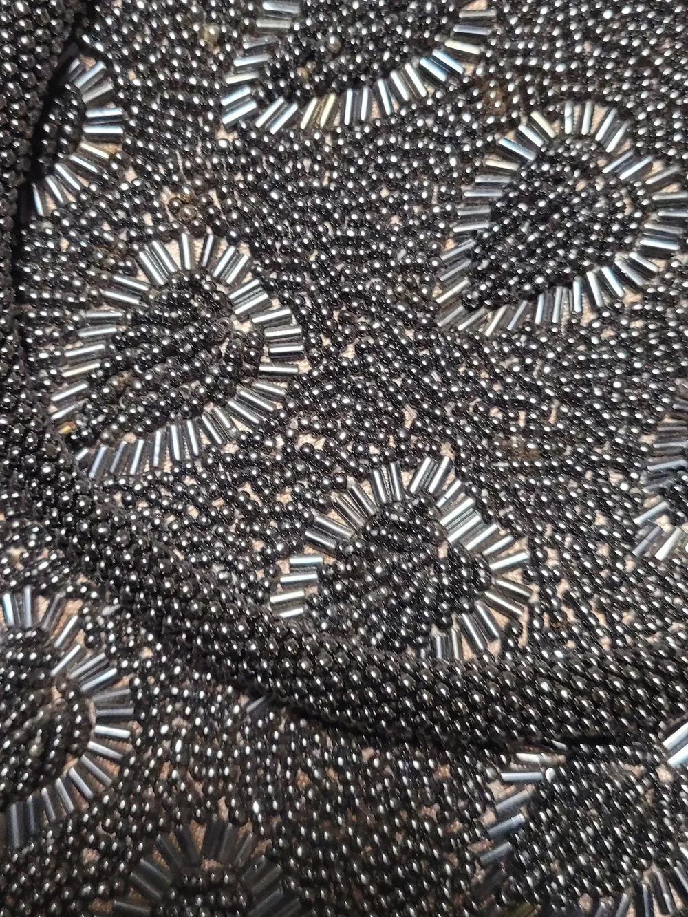 Vintage-Inspired Black Beaded Top-Handle Evening Bag